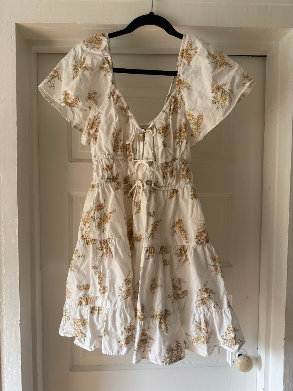 White Floral Tiered Mini Dress